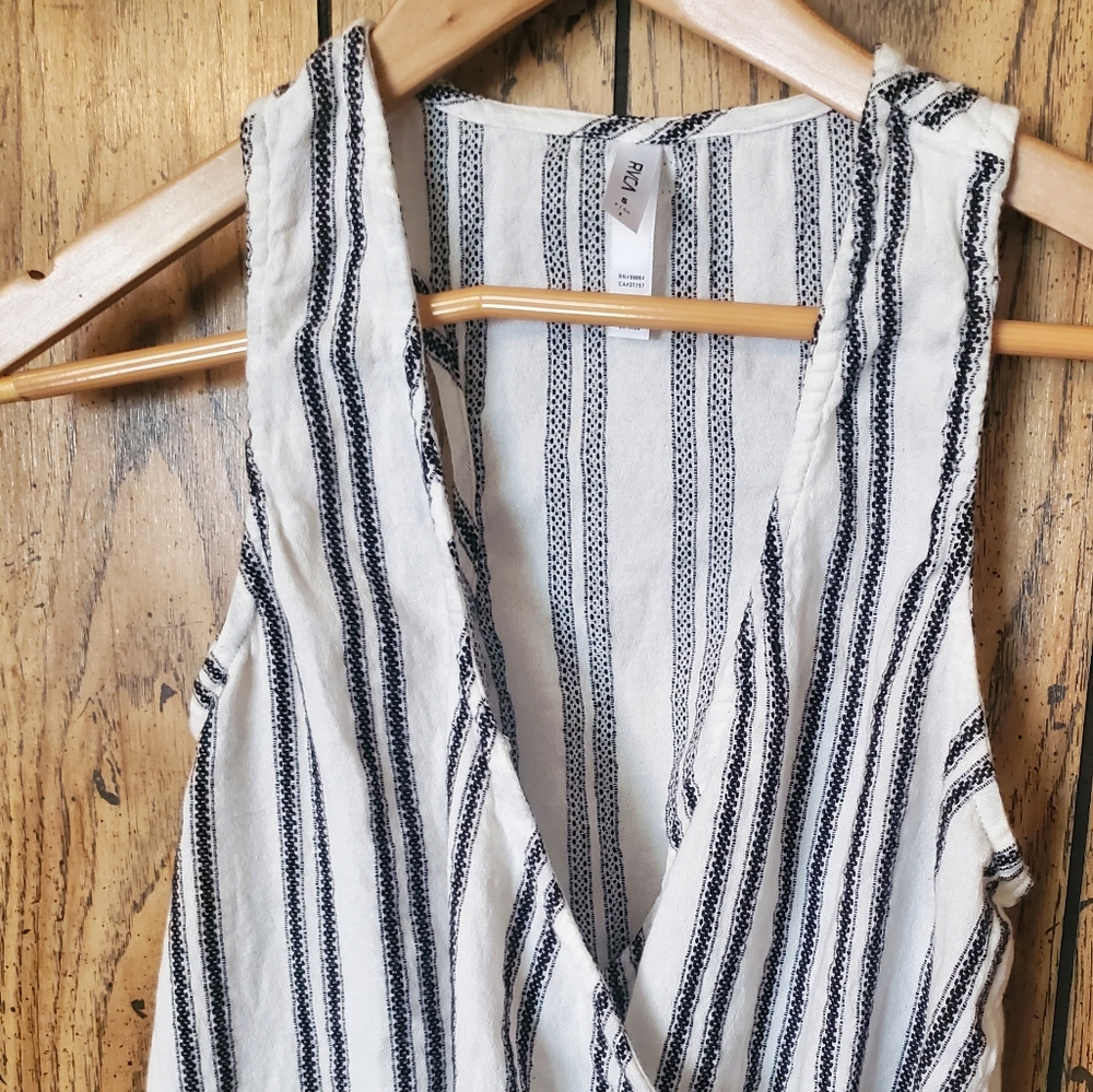 RVCA Striped Faux Wrap Sleeveless Top - Small - Picture 2 of 6